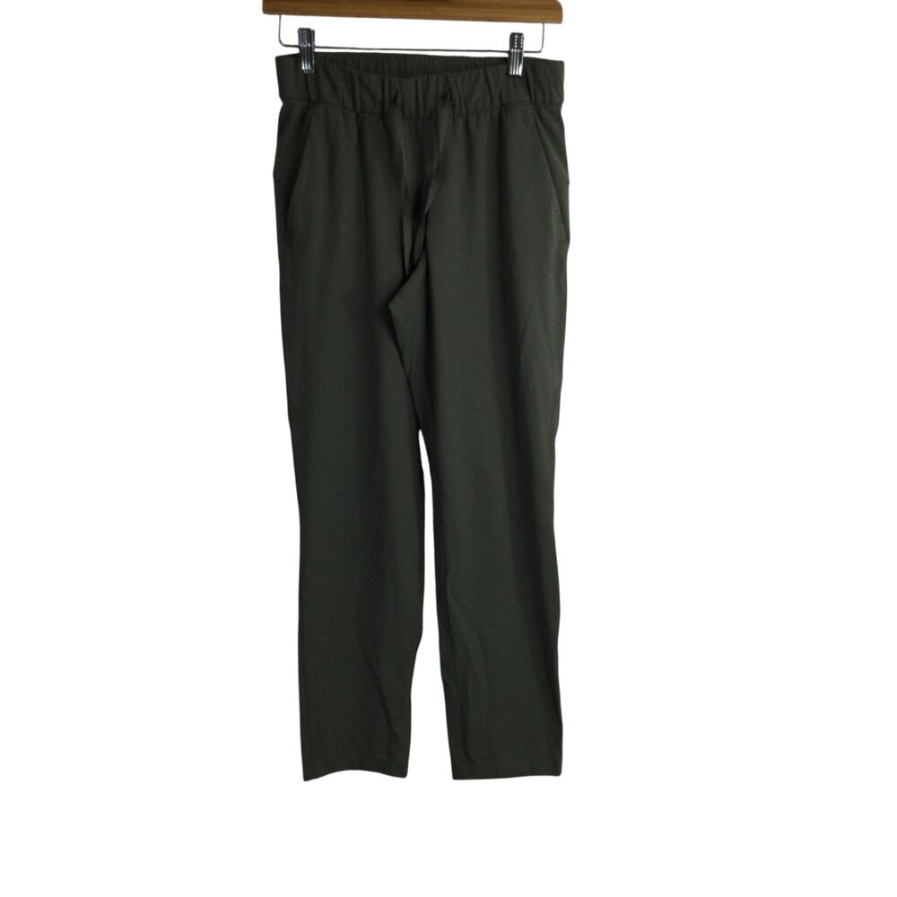 Lululemon Womens on the Fly Pants Drawstring Waist Straight Leg Olive Size 4